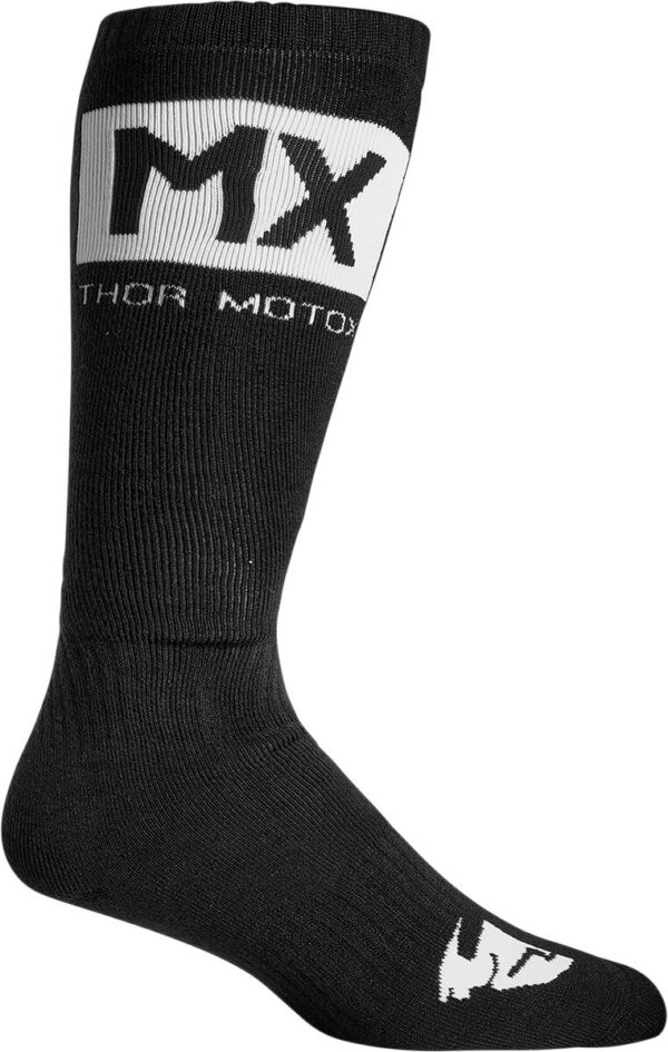SOCK MX SOLID BK/WH 10-13